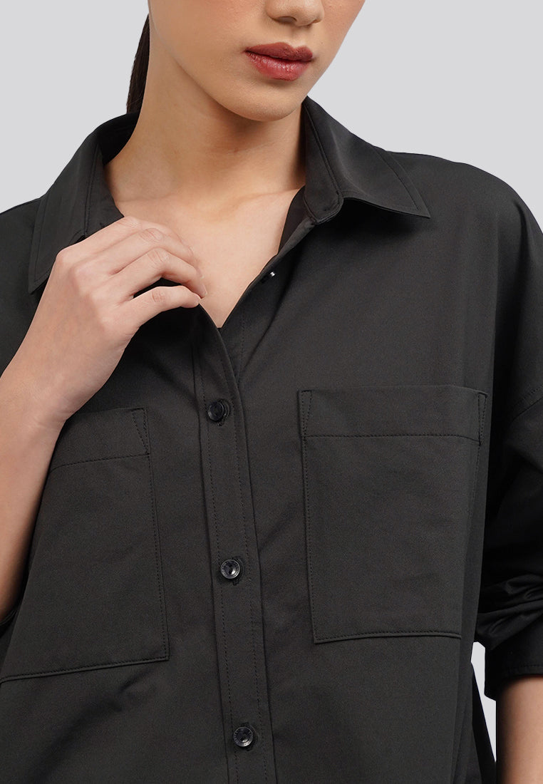 Oversized Long Sleeve Blouse Black