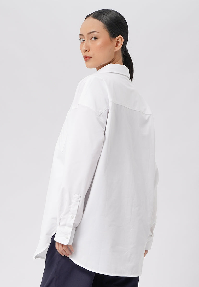 Ladies Oversized Long Sleeve Shirt Off White