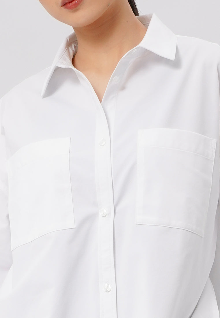 Ladies Oversized Long Sleeve Shirt Off White