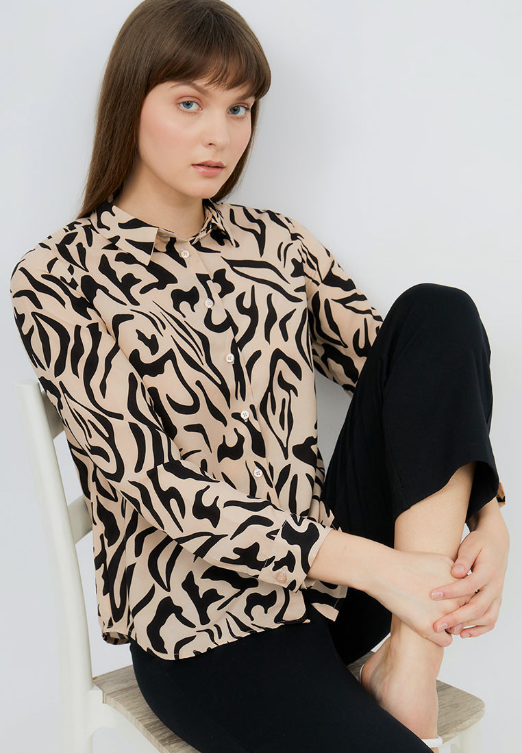 Long Sleeve Printed Blouse