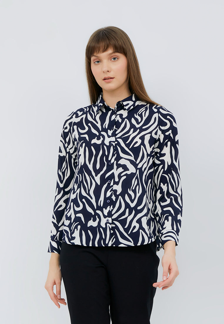 Long Sleeve Printed Blouse