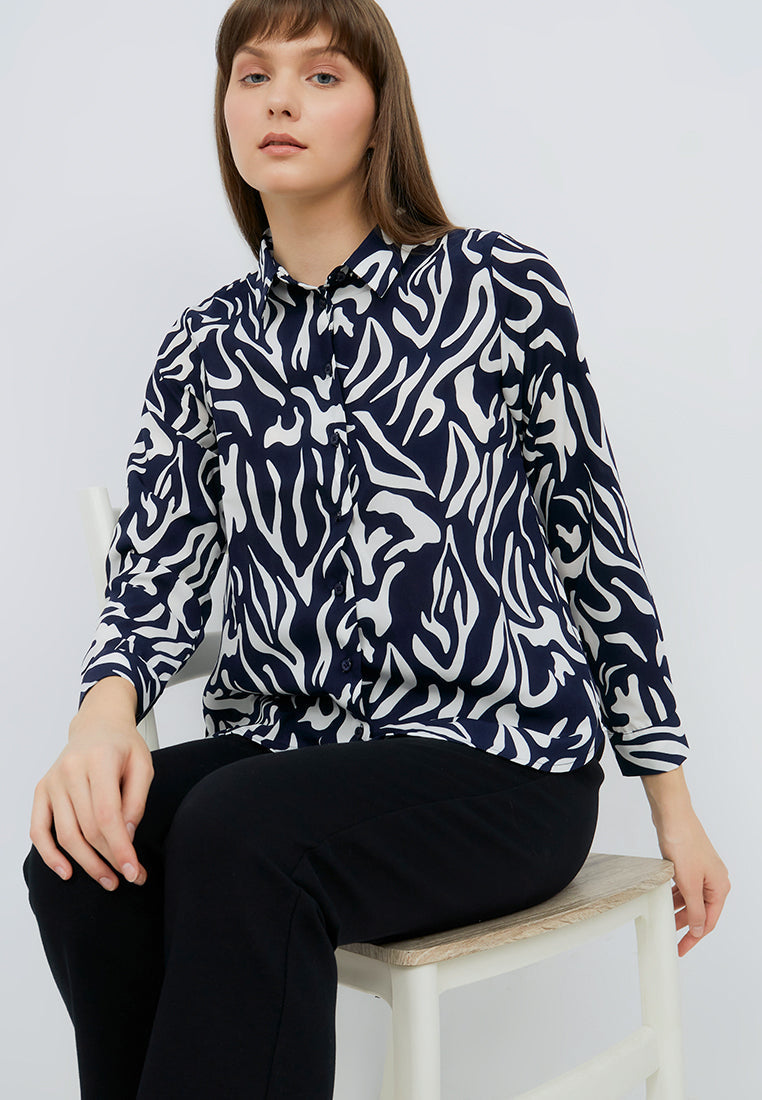 Long Sleeve Printed Blouse