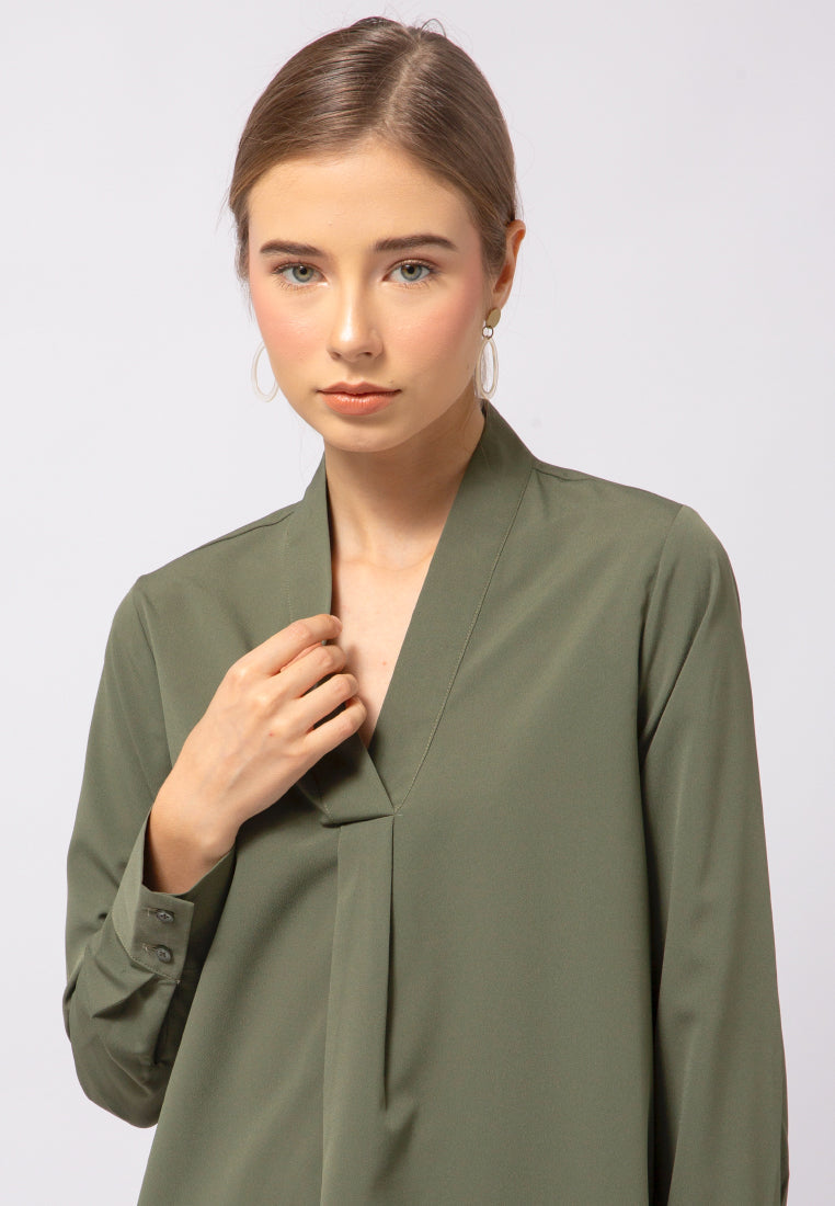 V-Neck Long Sleeve Blouse