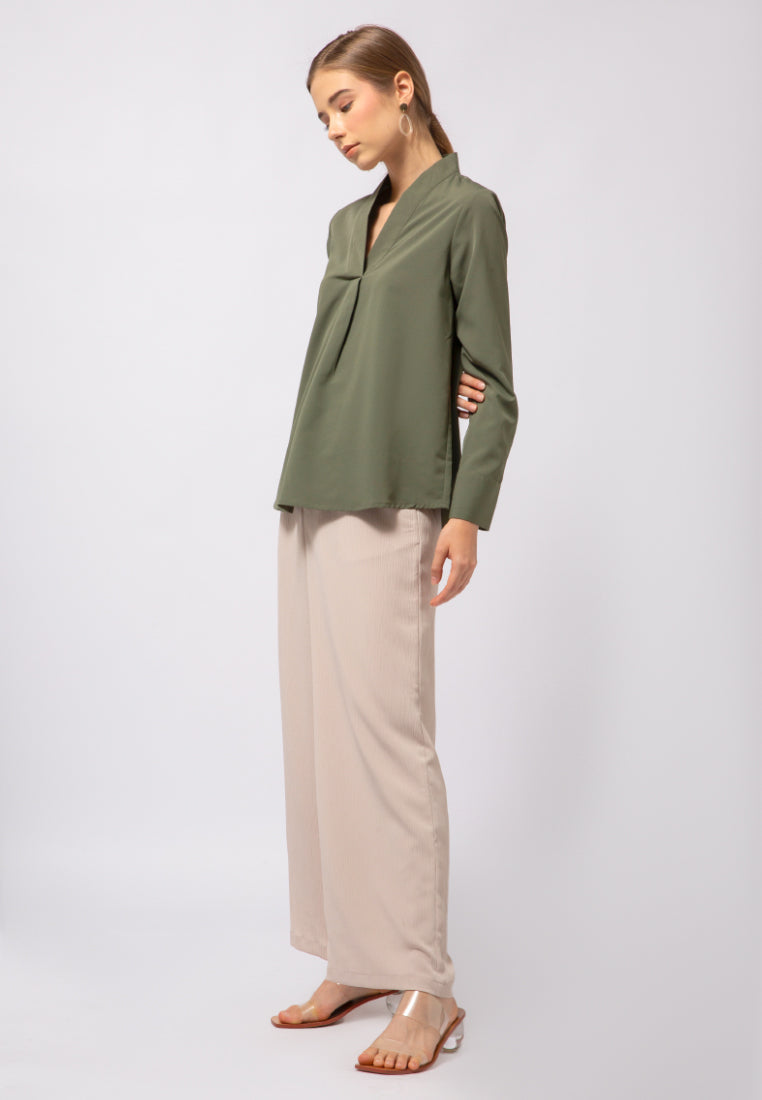 V-Neck Long Sleeve Blouse