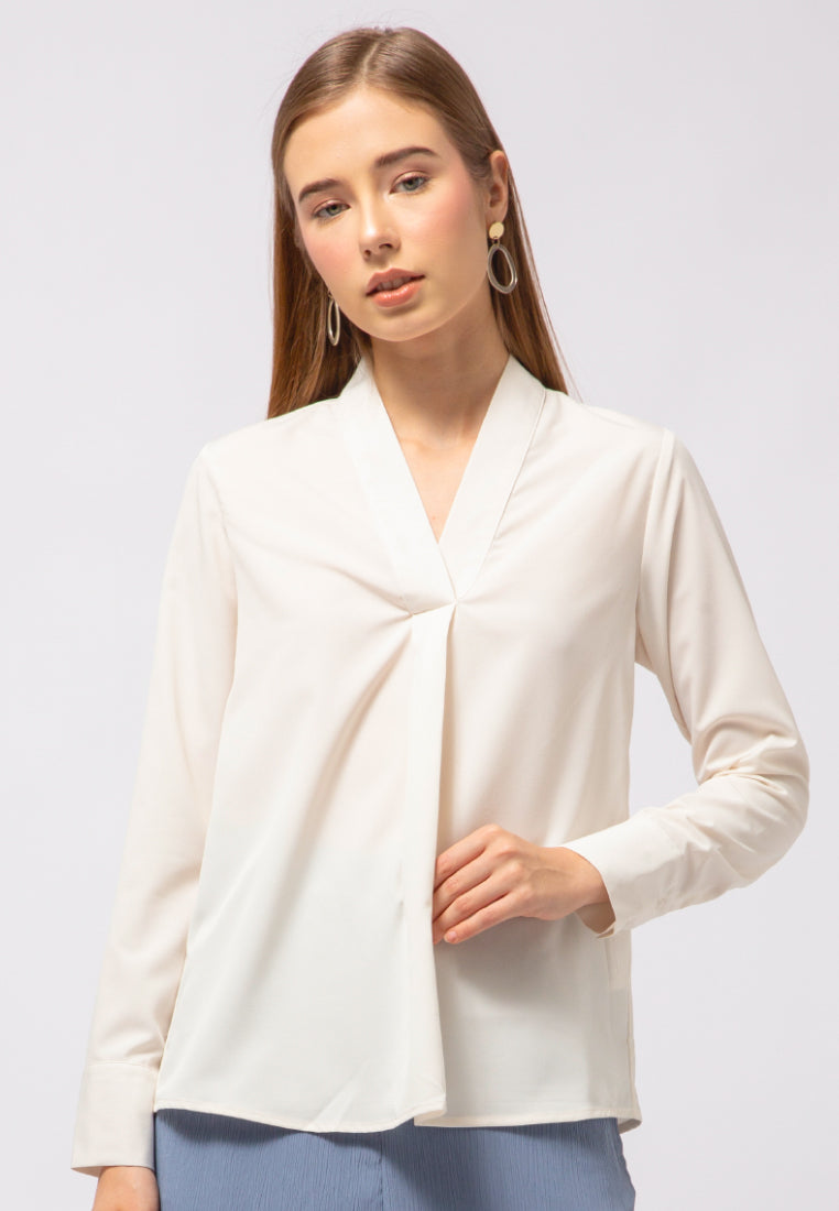 V-Neck Long Sleeve Blouse