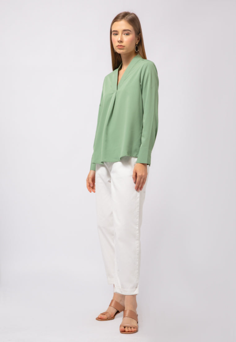V-Neck Long Sleeve Blouse