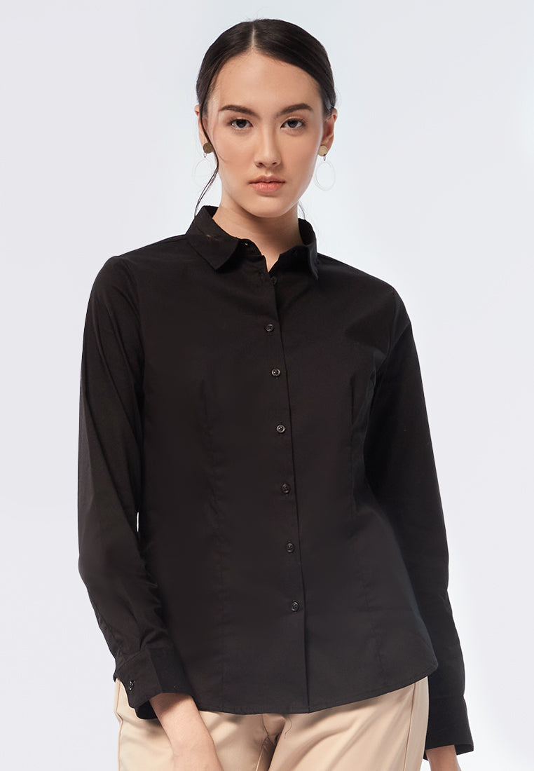 Basic Slim Fit Long Sleeve Shirt Black