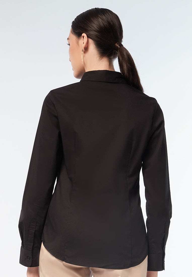 Basic Slim Fit Long Sleeve Shirt Black