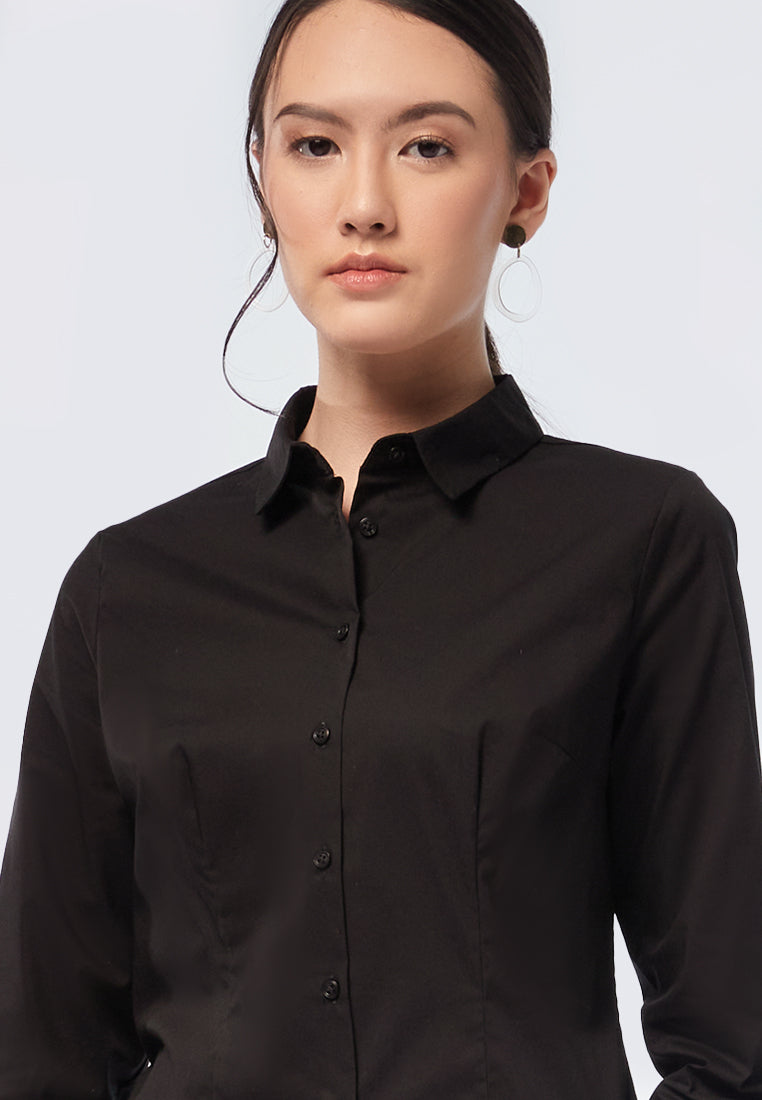 Basic Slim Fit Long Sleeve Shirt Black