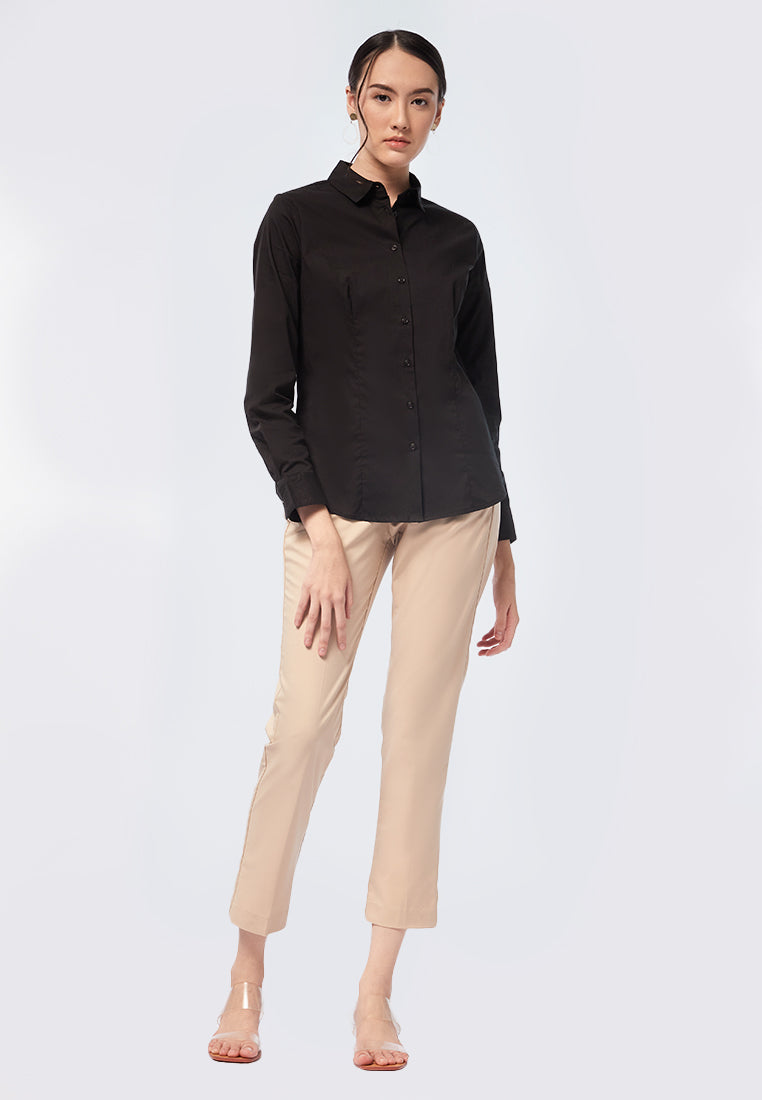 Basic Slim Fit Long Sleeve Shirt Black