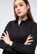 Basic Cotton Long Sleeve Shirt Black