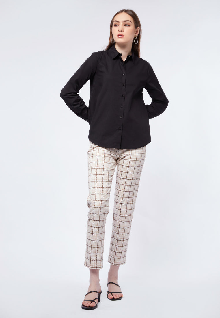 Basic Cotton Long Sleeve Shirt Black