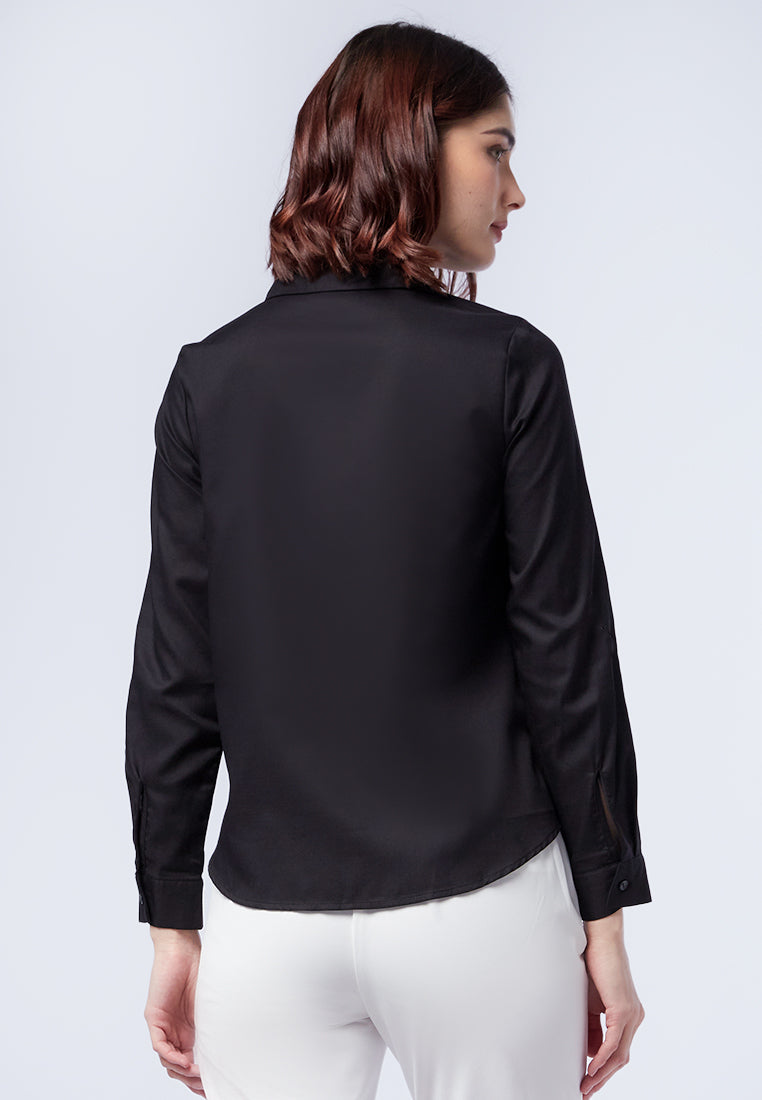 Regular Fit Long Sleeve Blouse Black