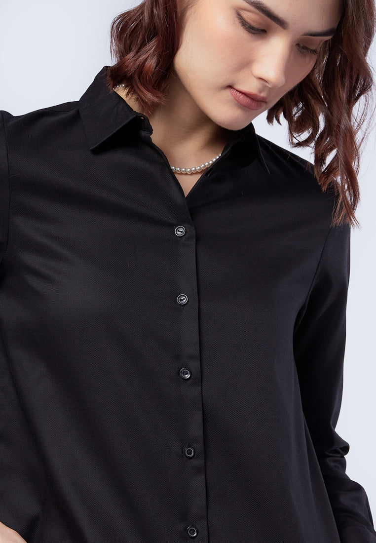 Regular Fit Long Sleeve Blouse Black