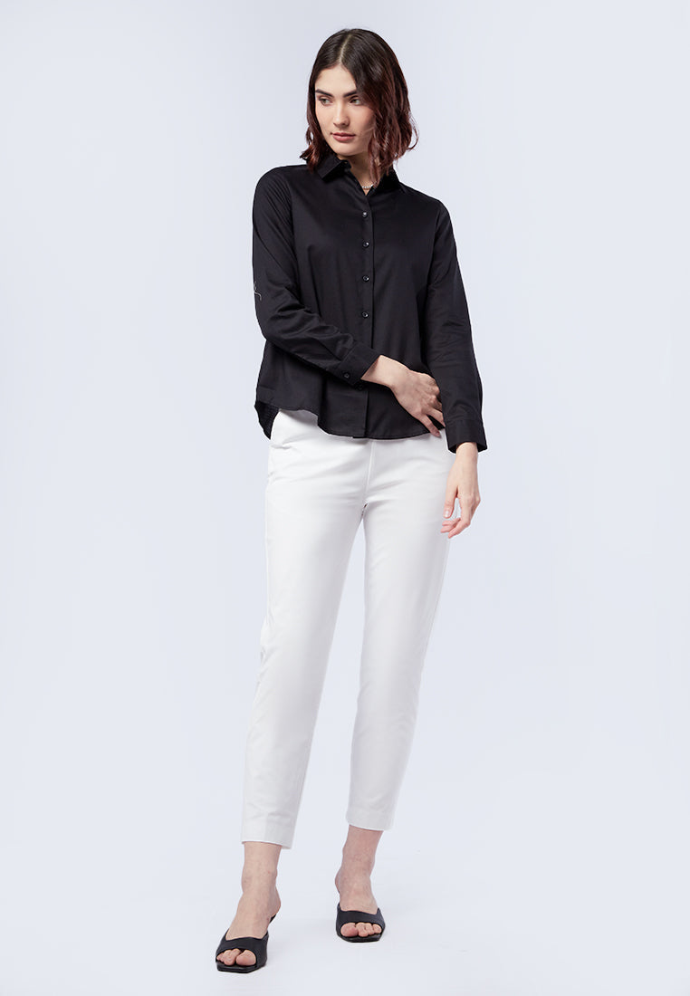 Regular Fit Long Sleeve Blouse Black