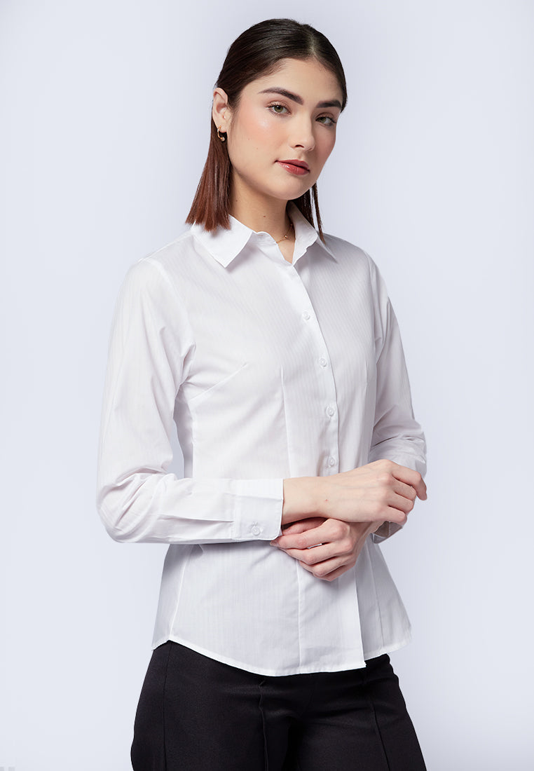 Slim Fit Long Sleeve Blouse White