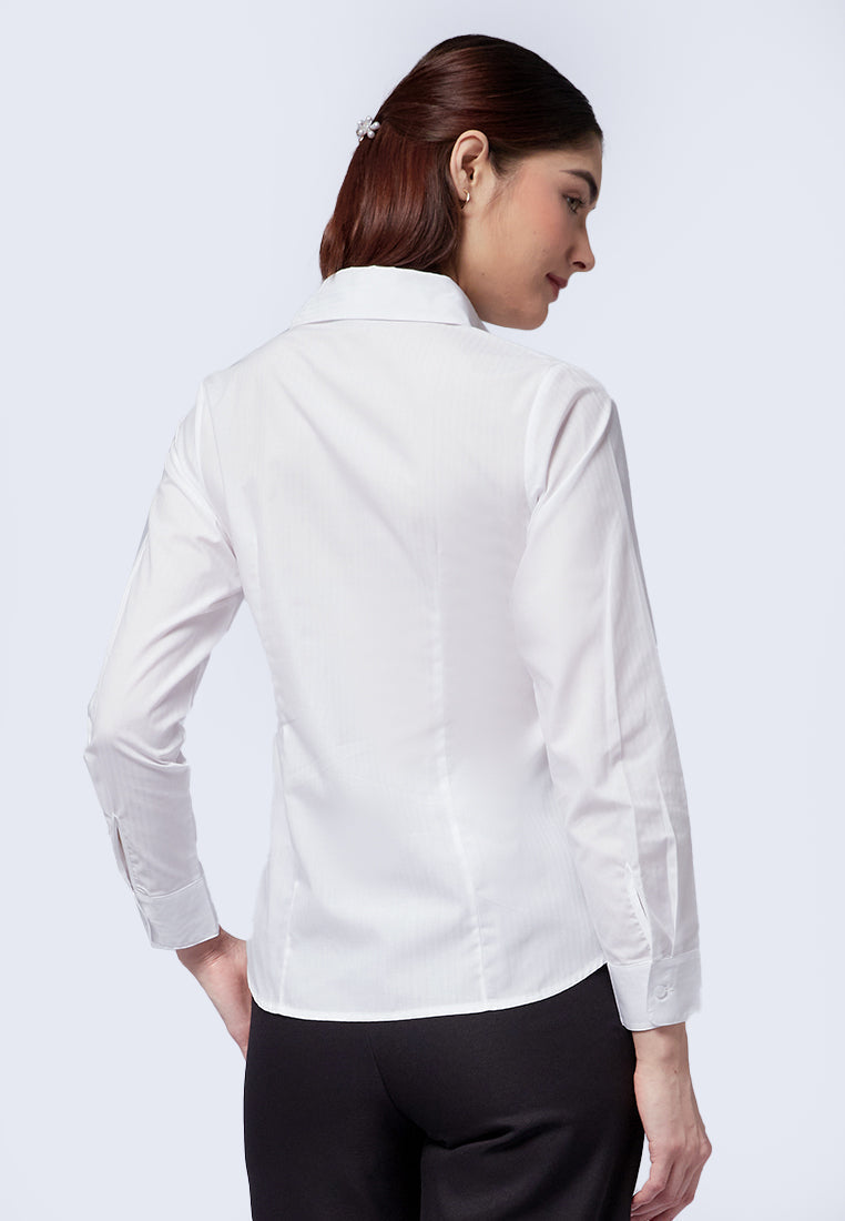 Slim Fit Long Sleeve Blouse White