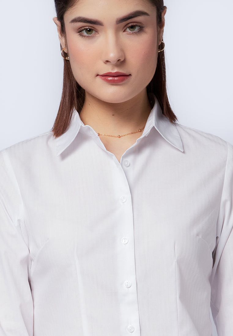 Slim Fit Long Sleeve Blouse White