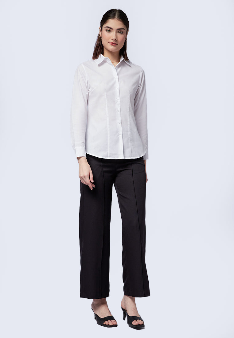 Slim Fit Long Sleeve Blouse White