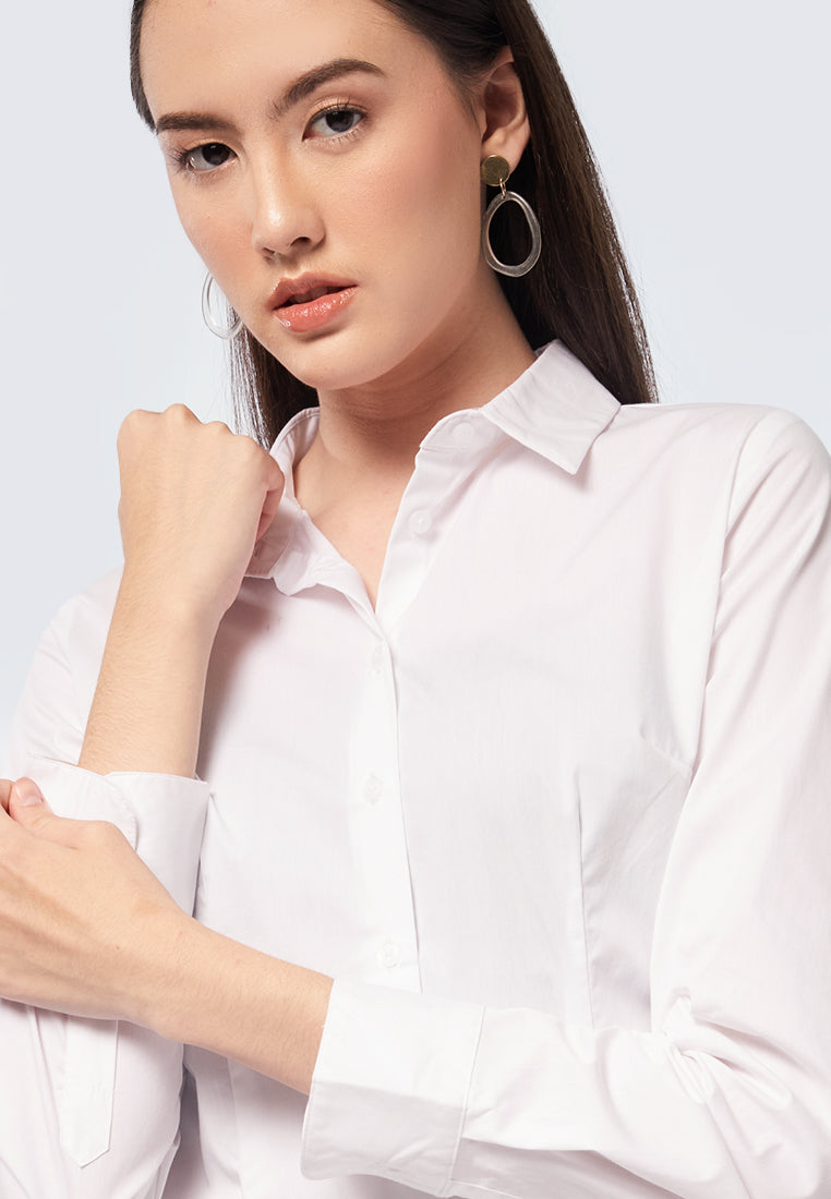 Basic Slim Fit Long Sleeve Shirt White