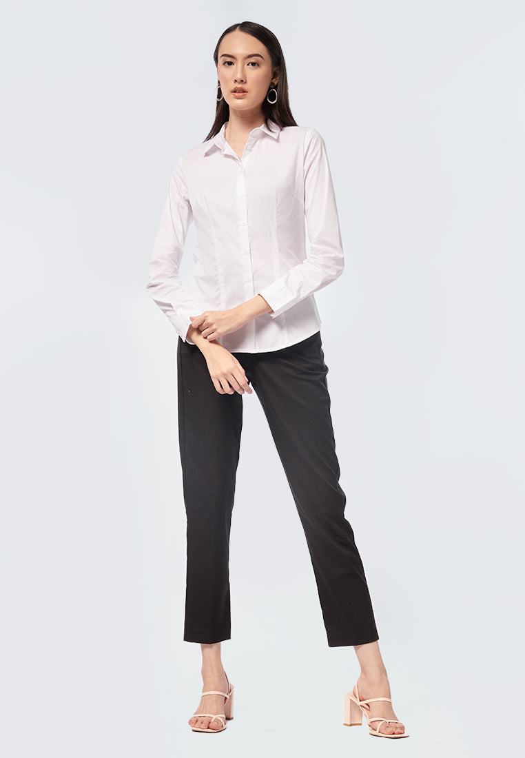 Basic Slim Fit Long Sleeve Shirt White