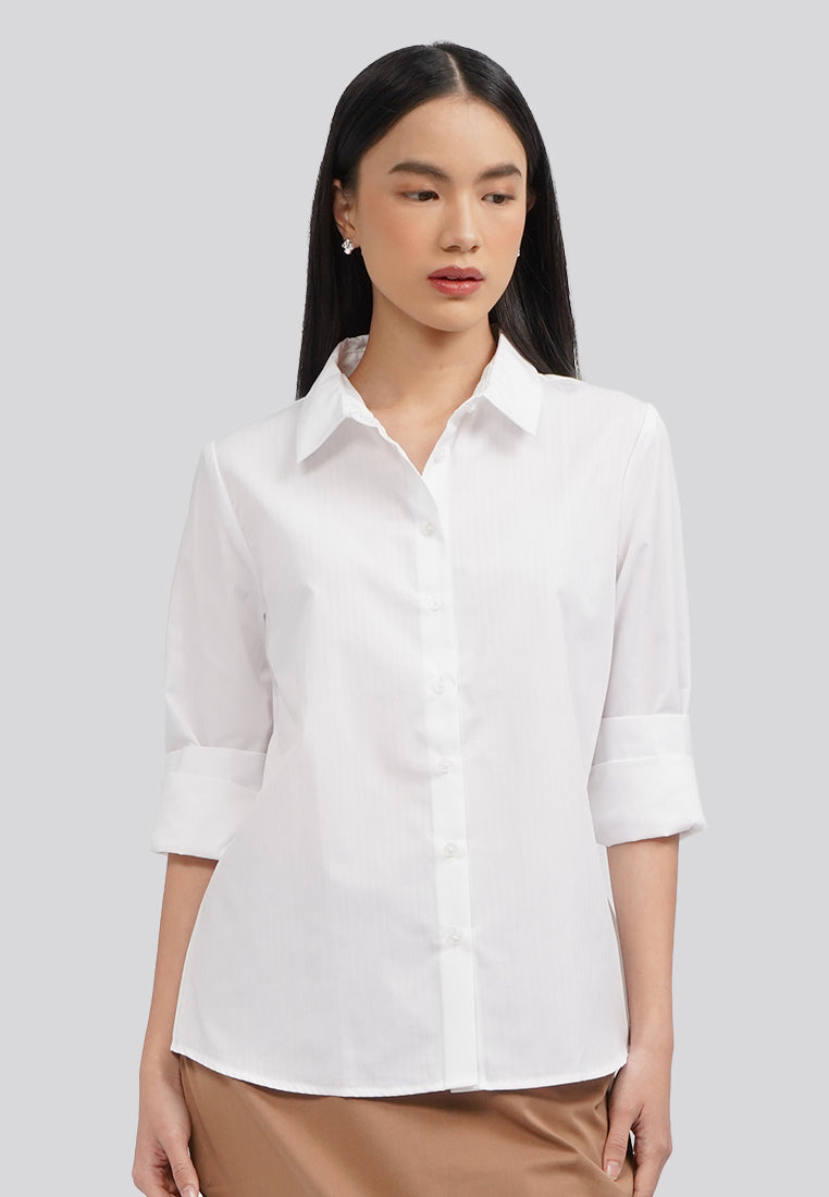 Basic Long Sleeve Blouse Off White