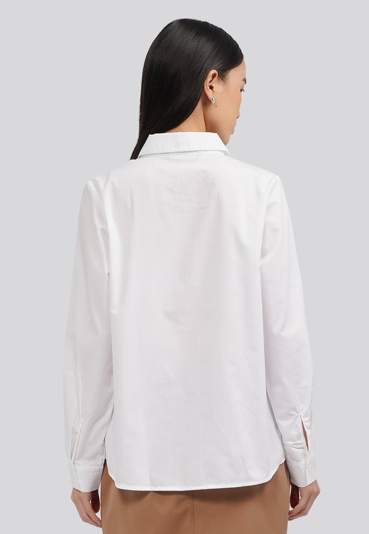 Basic Long Sleeve Blouse Off White
