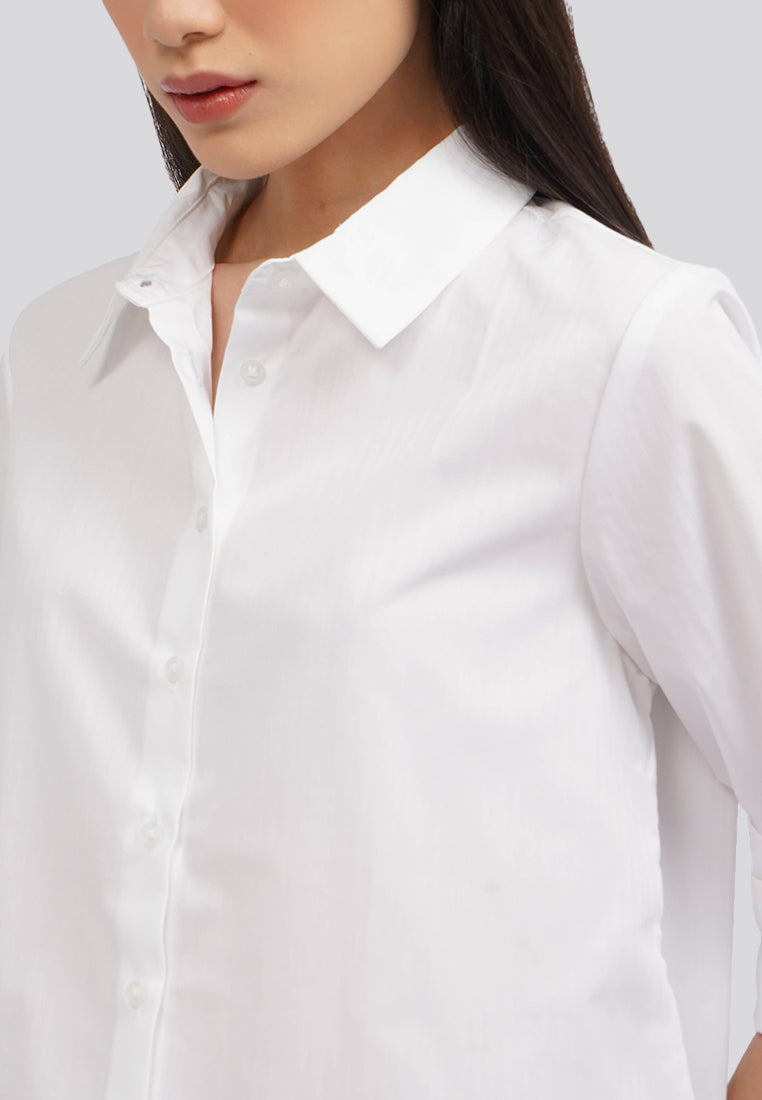 Basic Long Sleeve Blouse Off White