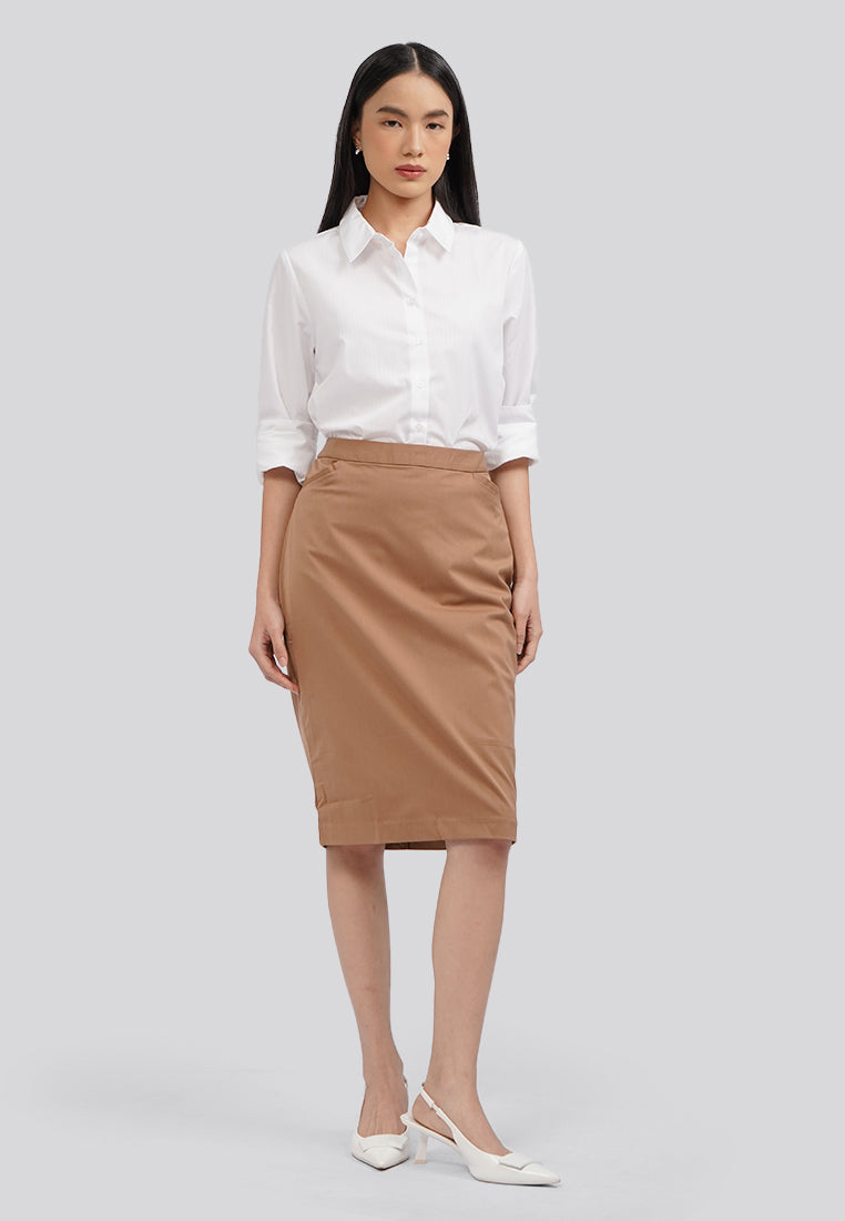 Basic Long Sleeve Blouse Off White