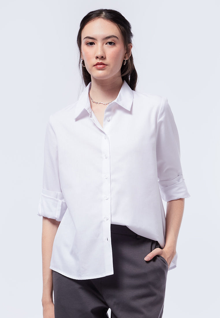 Regular Fit Long Sleeve Blouse Off White