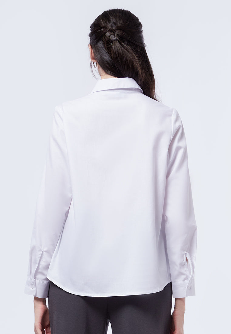 Regular Fit Long Sleeve Blouse Off White