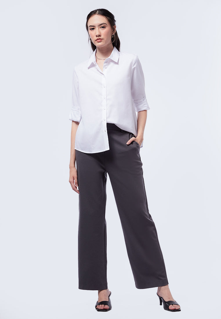 Regular Fit Long Sleeve Blouse Off White