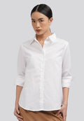 Basic Cotton Long Sleeve Blouse Off White