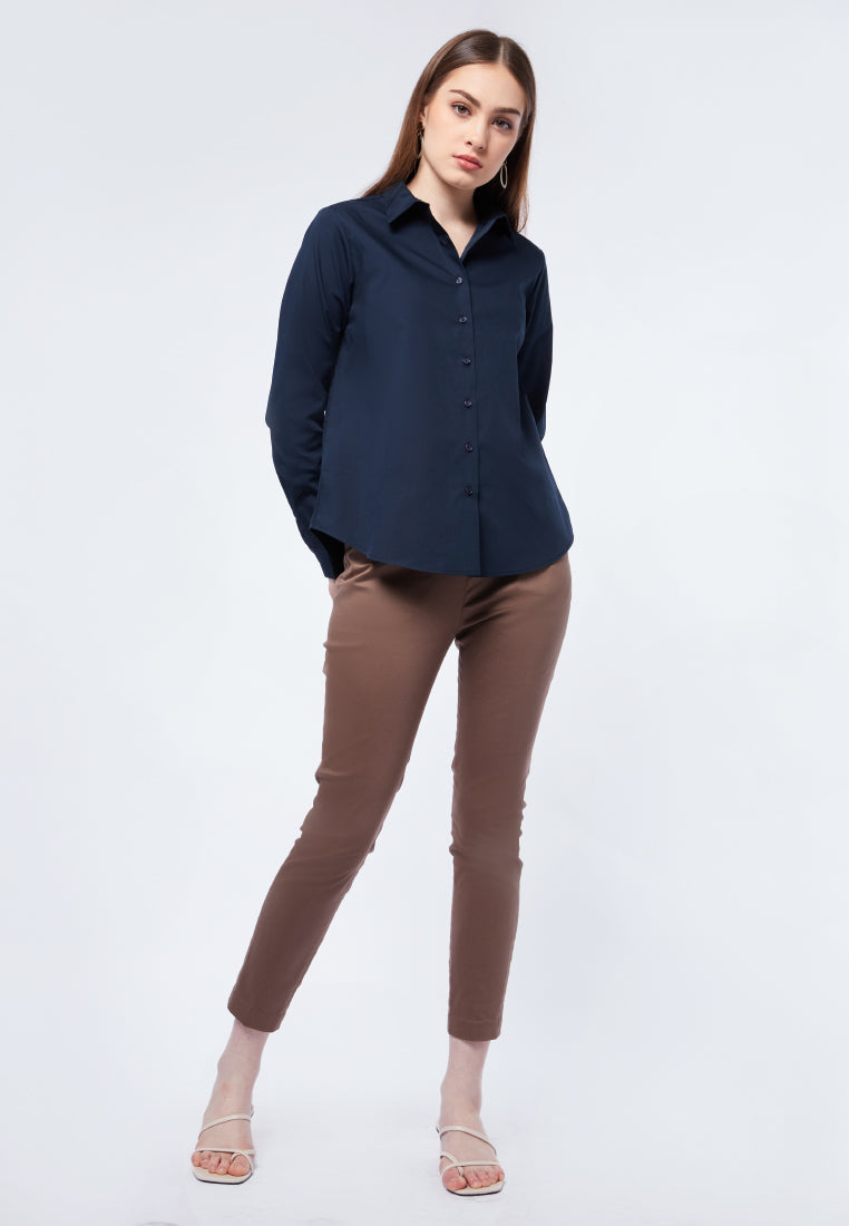 Basic Long Sleeve Shirt Navy