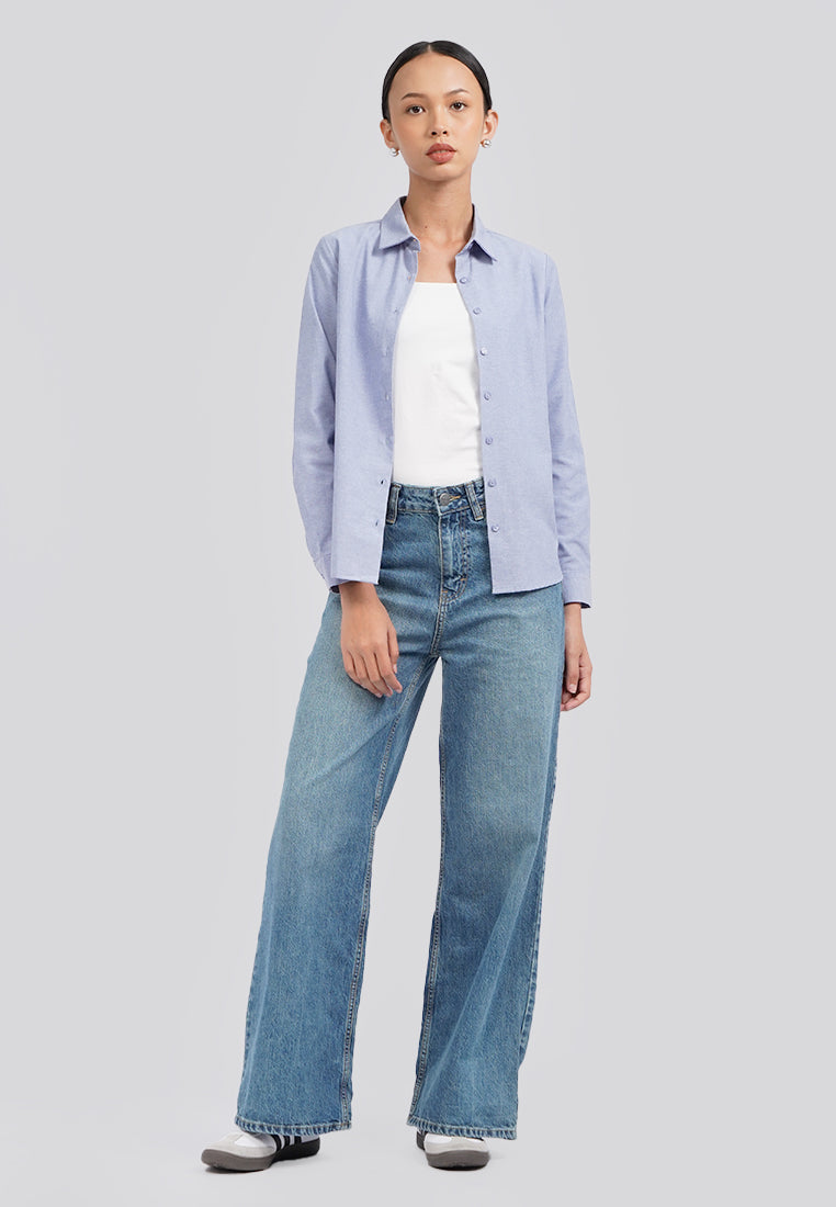 Basic Long Sleeve Blouse Dusk