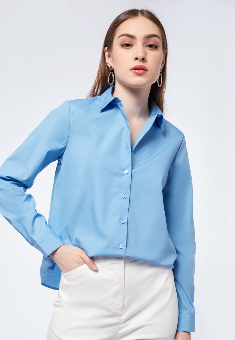 Basic Long Sleeve Shirt Blue