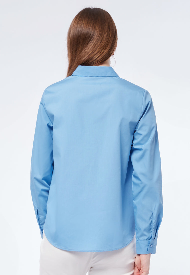 Basic Long Sleeve Shirt Blue
