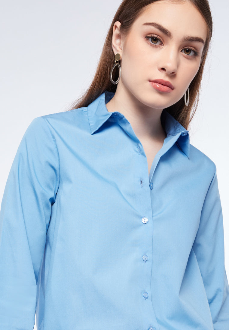 Basic Long Sleeve Shirt Blue