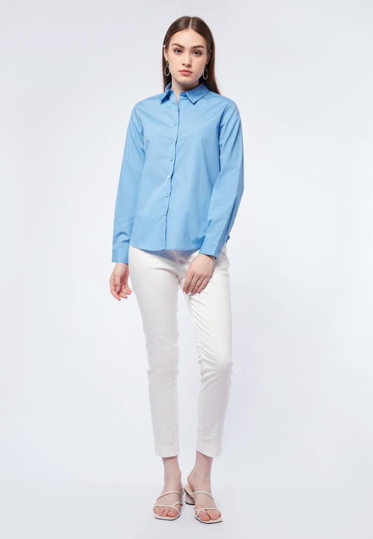 Basic Long Sleeve Shirt Blue