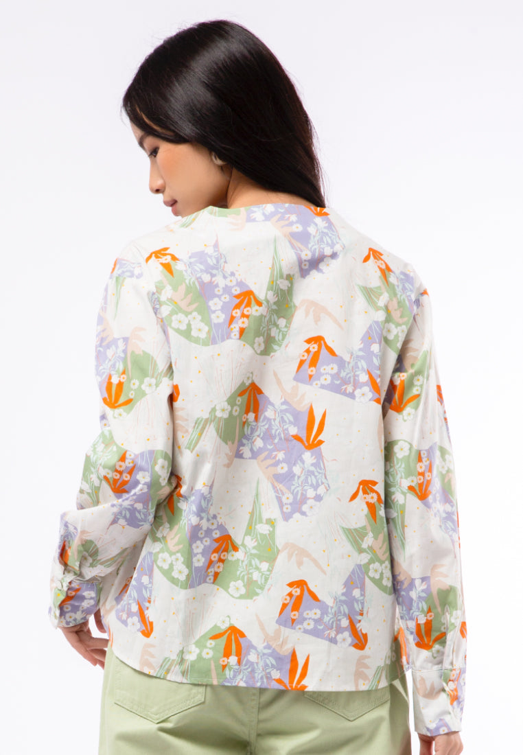 V-neck Long Sleeve Blouse