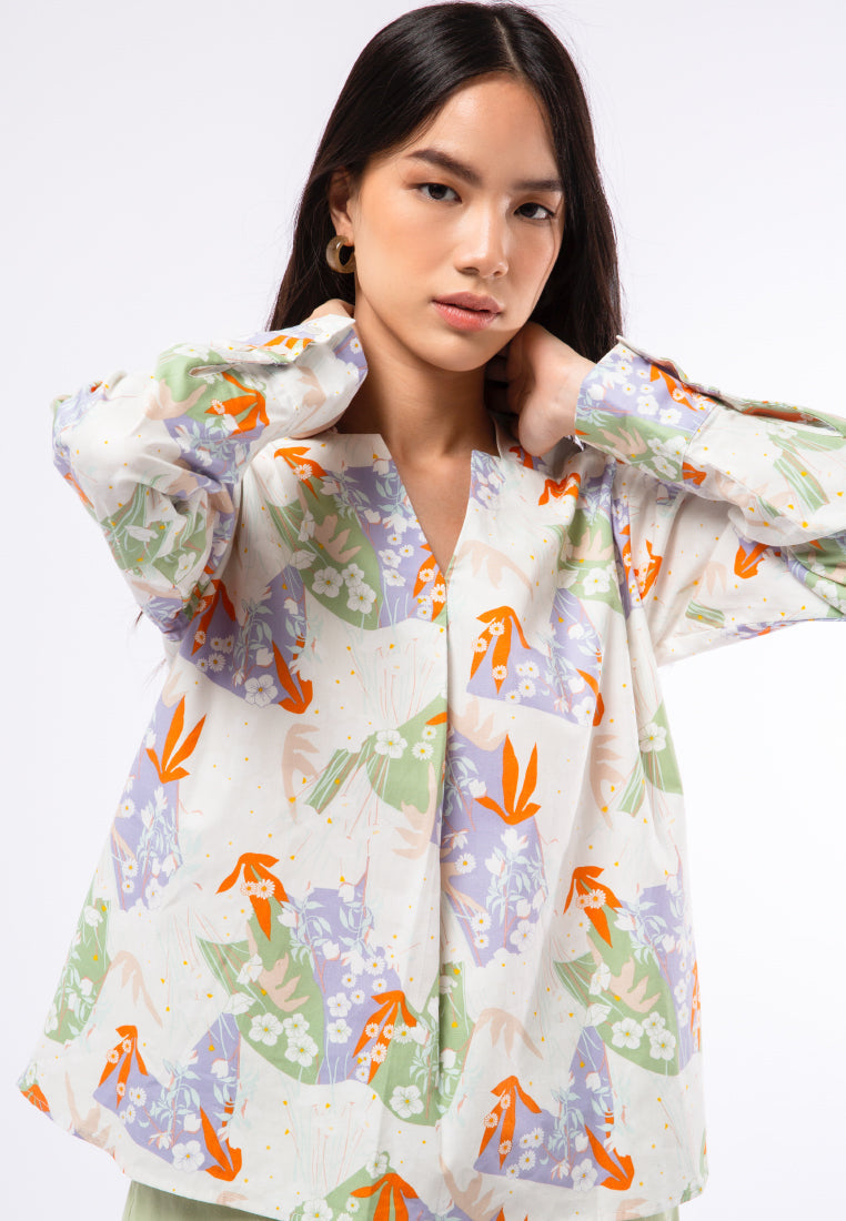 V-neck Long Sleeve Blouse