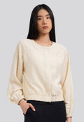 Round Neck Long Sleeves Blouse Ecru