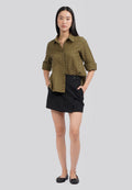 Long Sleeve Eyelet Shirt Olive