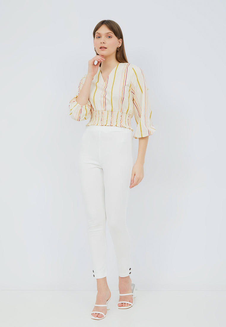 Puff Sleeve Printed Crop Blouse