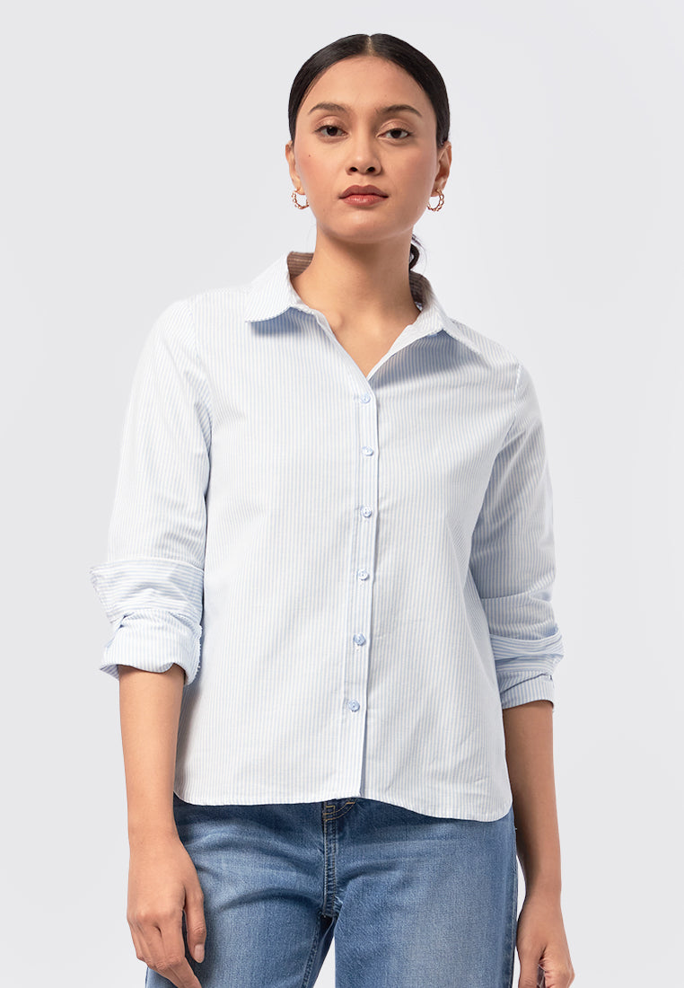 Long Sleeve Oxford Stripe Shirt L.Blue