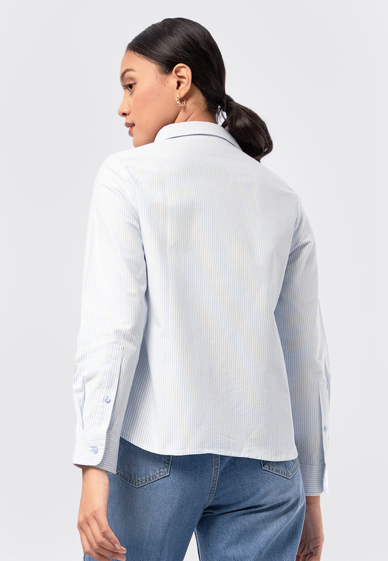 Long Sleeve Oxford Stripe Shirt L.Blue