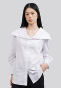 Easy Care Wide Collar Long Sleeve Blouse
