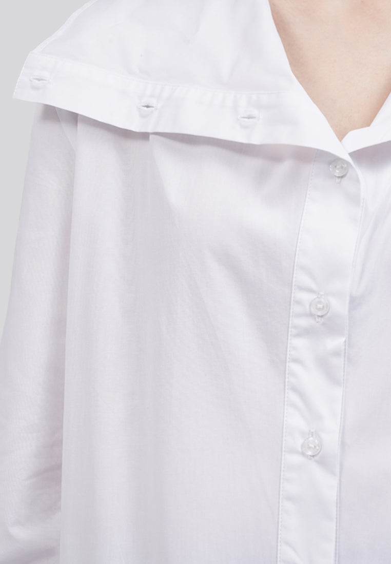 Easy Care Wide Collar Long Sleeve Blouse