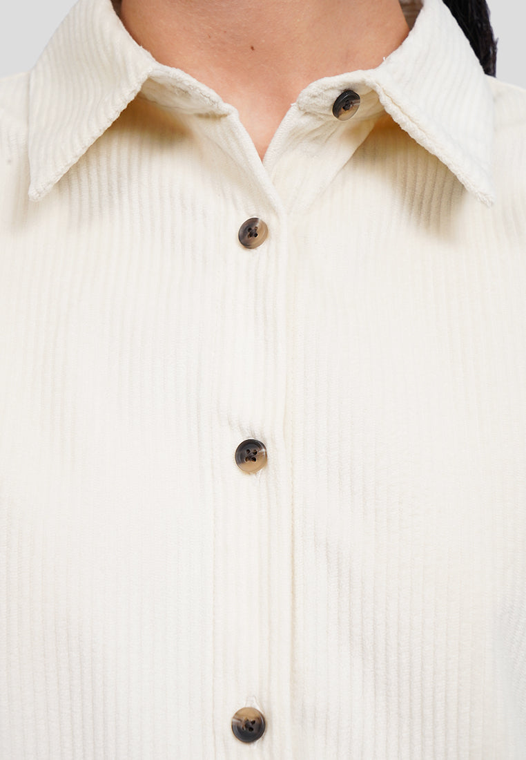 Contrast Button Corduroy Shirt