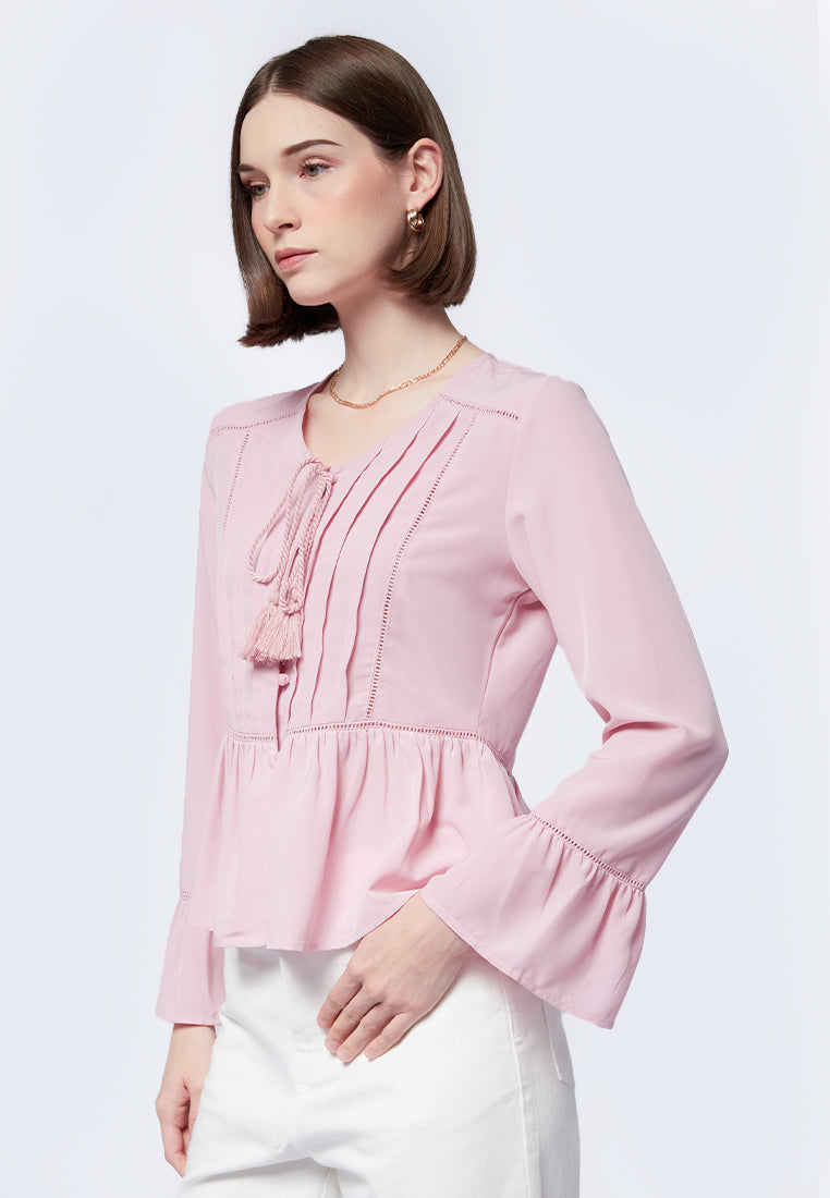 Boho Trim Blouse with Tassel